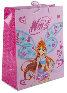 Пакет подарочный бумажный А5 17,8*23*9,8см, глиттер, WINX
