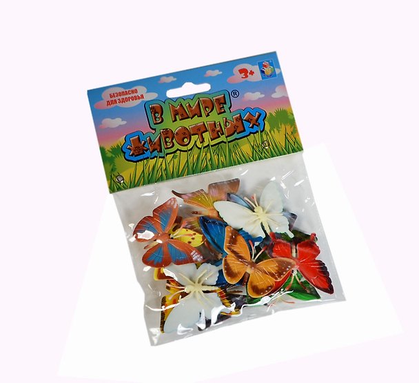 Набор 1toy В мире животных Бабочки (Т53877) (12 шт) (18х14х2,5см) (пакет с хед.) 2394633 — 1