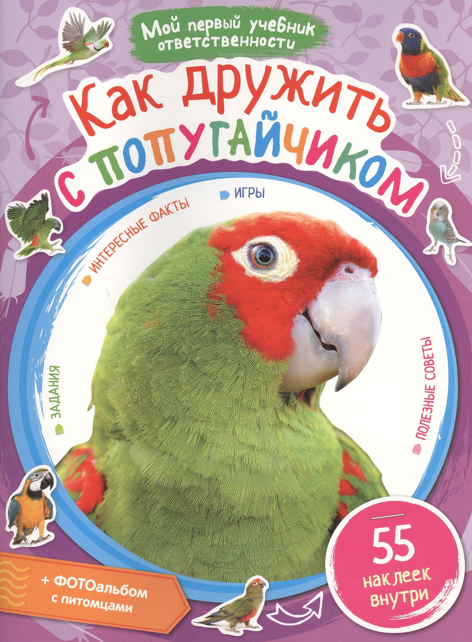 

Как дружить с попугайчиком + наклейки внутри