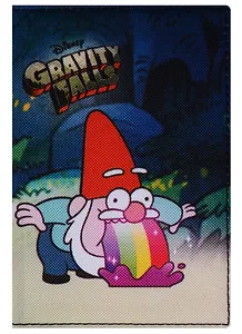 Обложка для паспорта Гравити Фолз гном 13,5*9,5см черн с принтом