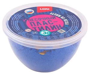 Пластилин песочный Синий (250 гр) (4+) (Пл-005) (банка) (Lori)