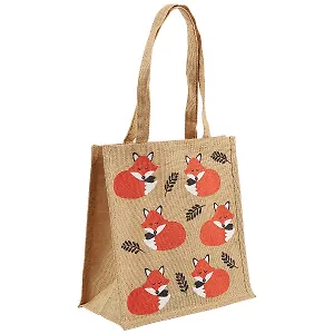 Сумка джутовая M Лисы (32х34х18) (12-Eline-3-M)