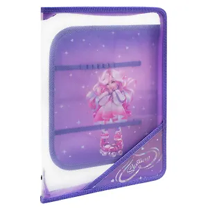Папка для труда А4 "ДЕВОЧКА НА РОЛИКАХ" 32,8*22,8см, пластиковая, молния с 3х сторон, внутр.блок для канц.принадлежностей