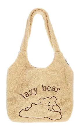 Сумка-шоппер плюшевая Мишка Lazy bear (бежевая) (40х36) (12-ZhenPin-2715) 3007098