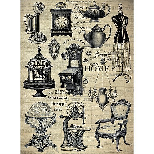 Рисовая бумага для декупажа Craft Premier, А4, 25г/м, Винтажный интерьер CP06179-1 345083 — 1