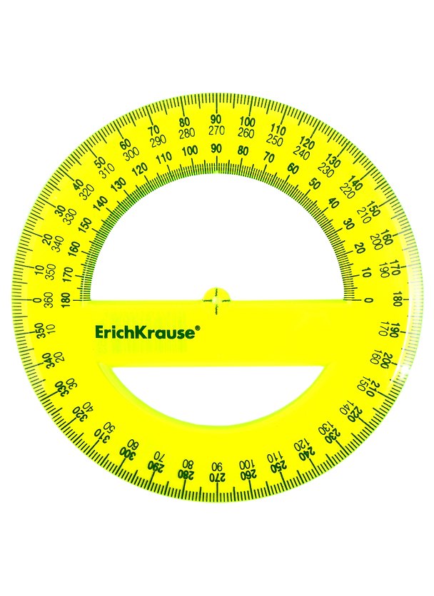 Транспортир 12 см, 360°, пластик, Erich Krause, в ассортименте 254168 — 1