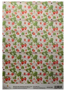 Декупажная карта Земляника в цвету (фон) (HY501249) (21х30см)