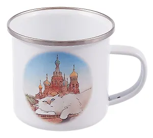 Кружка СПб Пушистый Петербург Альфред размышляет о высоком (металл) (330мл) (К2025-123)