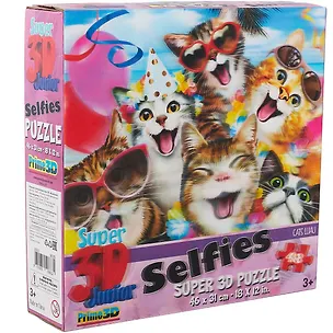 Пазл 48 Super 3D Kids Кошачья селфи-вечеринка (46х31) (3+) (10863) (коробка) 2663673