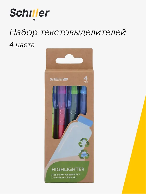 Текстовыделители "ECO", 4 штуки, Schiller 3116044 — 1