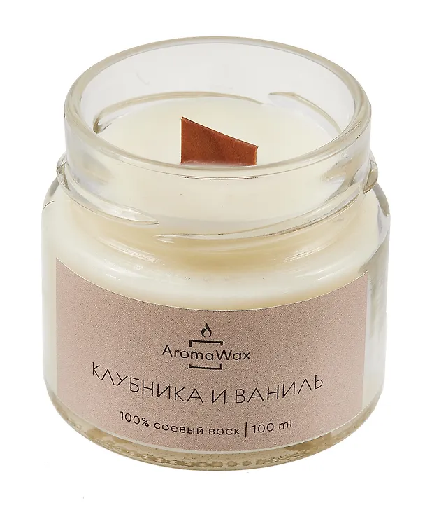 Свеча ароматическая в стеклянной баночке Клубника и ваниль (100 мл) (AromaWax) 3101154 — 2