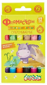 Фломастеры 06шт 12цв "Каляка-Маляка" двухсторонние, кругл.корпус, принт на корпусе, суперсмываемые, карт.уп.