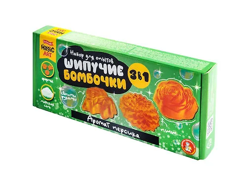 Набор для опытов "Шипучие бомбочки. Аромат персика" 3 в 1 3112641 — 1