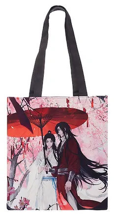 Сумка-шоппер Благословение Небожителей  Се Лянь и Хуа Чэн под зонтом (цветная) (текстиль, флис) (38х35) (12-11522-Z7) 3077002