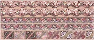 Набор бумажных наклеек с тиснением Бордюры из роз с блестками на красном (G25110) (12х30см) (упаковка)