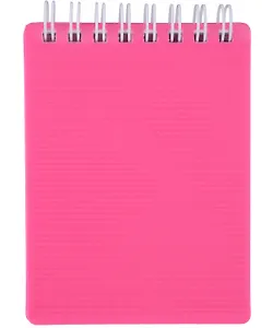Блокнот А7 80л кл. "LINE NEON" розовый, пласт.обл, спираль