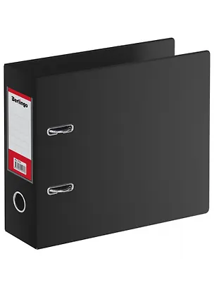Папка-регистратор А5 70мм, горизонтальная, ПВХ, с карманом на корешке, черная 2926142