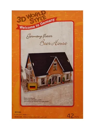 Конструктор 3D Здания Германия Beer House (W3126h) (11069402) (42 дет.) (16,5х11,2х9см) (3+) ( 2475942