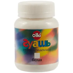 Гуашевая белая краска olki, 100 мл