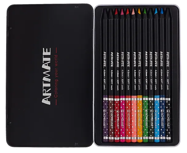 Карандаши цветные 12цв "Blackwood Artmate" мет.футляр, супермягкие, утолщ.грифель 4мм, ACMELIAE 3100407 — 2