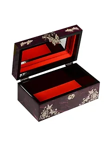 Шкатулка фиолетовая Два Журавля с узорами (перламутр) (13,5х7,5х6) (USEL-208)