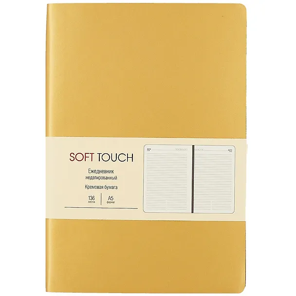 Ежедневник недатированный «Soft Touch» А5, винтажное золото, 136 листов, экокожа, Listoff 261069 — 1