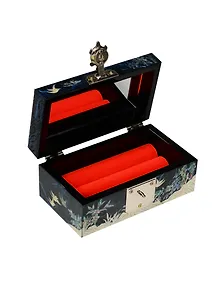 Шкатулка синяя Птицы в цветах (перламутр) (13,5х7,5х6) (UHIL-66)