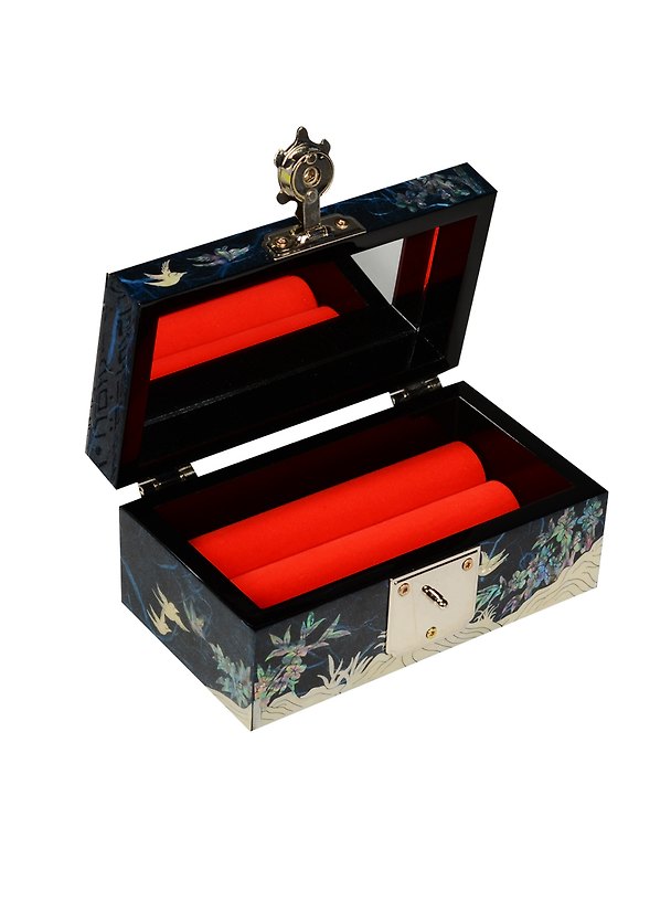 Шкатулка синяя Птицы в цветах (перламутр) (13,5х7,5х6) (UHIL-66) 2542499 — 1