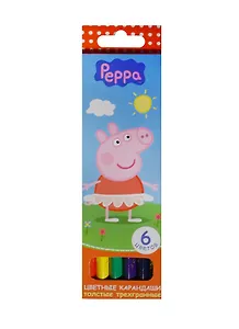 Карандаши цветные 6цв "Свинка Пеппа" трехгранные, толстые, к/к, подвес, Харис
