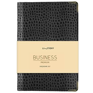 Ежедневник дат. 2027г. А6 176л "BUSINESS PREMIUM. Lizard" черный, иск.кожа, обл.поролон, мет.уголки, тонир.блок, зол.торец, 2 ляссе