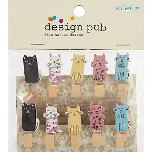 Прищепки декоративные с веревкой 10 шт. Котики яркие 3