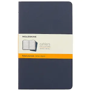 Набор книг для записей Moleskin Cahier Journal Large, 3 штуки, линейка, синие, 40 листов, А5