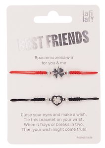 Набор парных браслетов «Клевер», текстиль, металл, Lafilaf