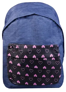 Рюкзак школьный "Серо-синий с сердечками"
