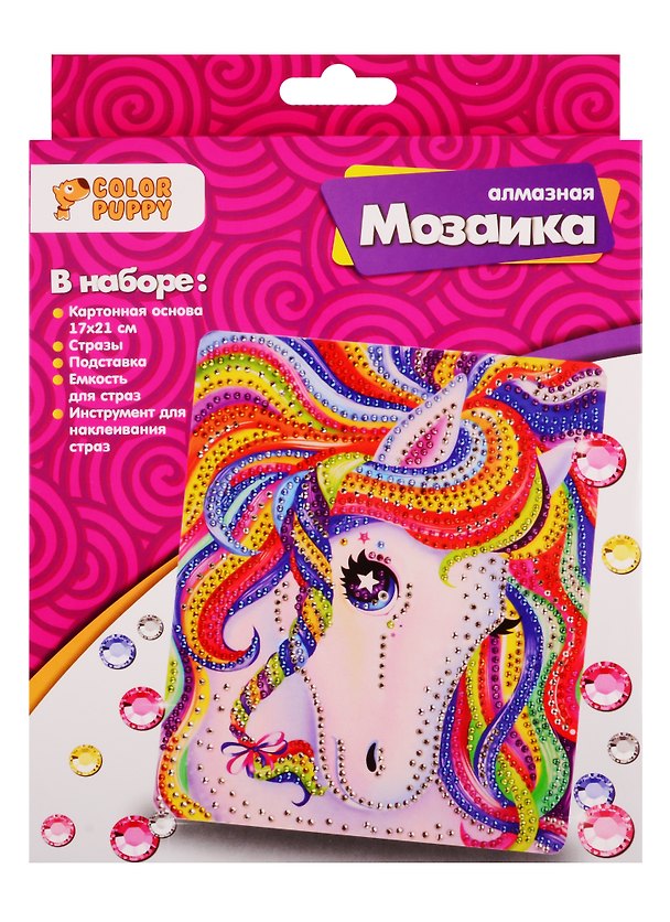 Набор для творчества Color Puppy Алмазная мозаика Радужная лошадка 17*21см 2788220 — 1