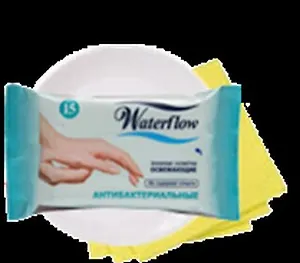 Waterflow. Влажные освежающие салфетки антибактериальные (4067) (15шт) (упаковка) (Хайджин Кинетикс)