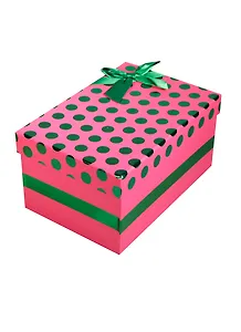 Коробка подарочная 22*15*11,5см, декор. бант, горох, розовая,картон, Хансибэг
