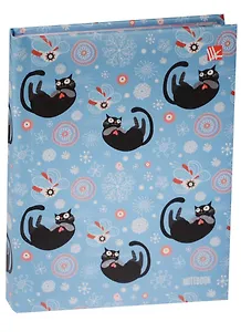 Записная книжка А6 80л "Черные котики" 7БЦ, с поролоном, мат.лам., блестки, Listoff