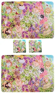 Набор салфеток под горячее пластик Коты (2 больших 30х43 см +2 маленьких 10х10 см) (630514)