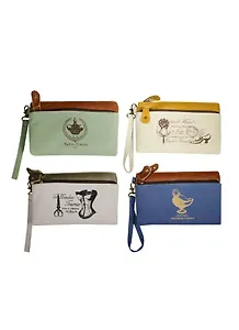 Сумочка на молнии Классические элементы с кожаной вставкой и ремешком (ткань) (16х10)