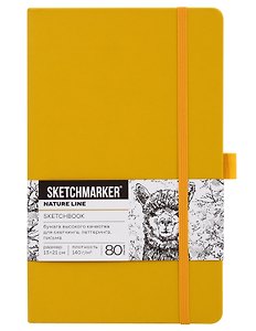 Скетчбук 13*21 80л "Sketchmarker" горчичный, 140г/м2, слоновая кость, тв.обл.