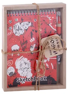 Скетчбук А5 60л "Аниме. Красный" +ручка гелевая синяя, подар.уп.