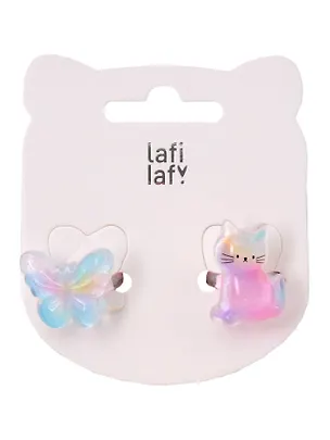 Набор колец Бабочка и Котик перламутровые (2шт) (пластик) (12-03907-B30) (Lafilaf) 3048658