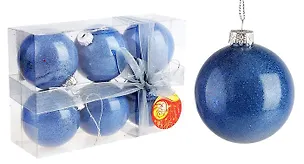 Набор шаров пластик глянец блеск d-6 см 6 шт синий 542550 2379305