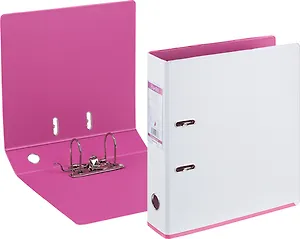 Папка архивная 70мм А4 Double Colors жемчуг/фуксия, ПВХ, прозр.карман, пласт.уголки, Bantex