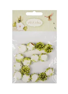 Цветы георгины пластиковые двухцветные, 1.5 см,  15 шт/пакет, салатовый  (11-08631-17)