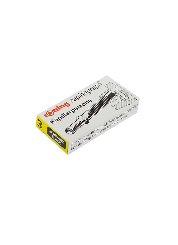 Картридж для рапидографа 3шт черный F (стойкий), Rotring 219885 — 1