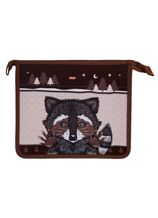 Папка для тетрадей «Raccoon» А5, пластик, на молнии, 1 отделение, Hatber 246362 — 1