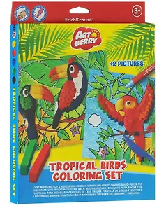 Набор д/творчества Tropical Birds Coloring Set ArtBerry®/Артберри (пластилин 6цв+воск. мелки 8цв+2 раскрас.) 36969