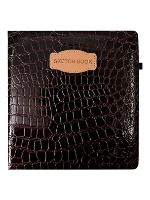 Скетчбук 200*200 80л "CROCO" коричневый, 140г/м2, слоновая кость, кожзам, резинка 3107016